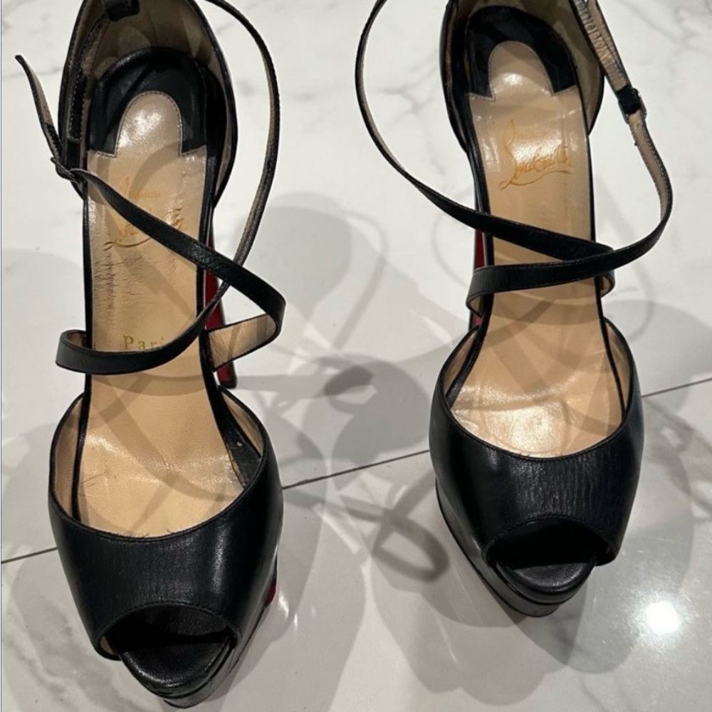 Christian Louboutin Black Peep Toe Heels